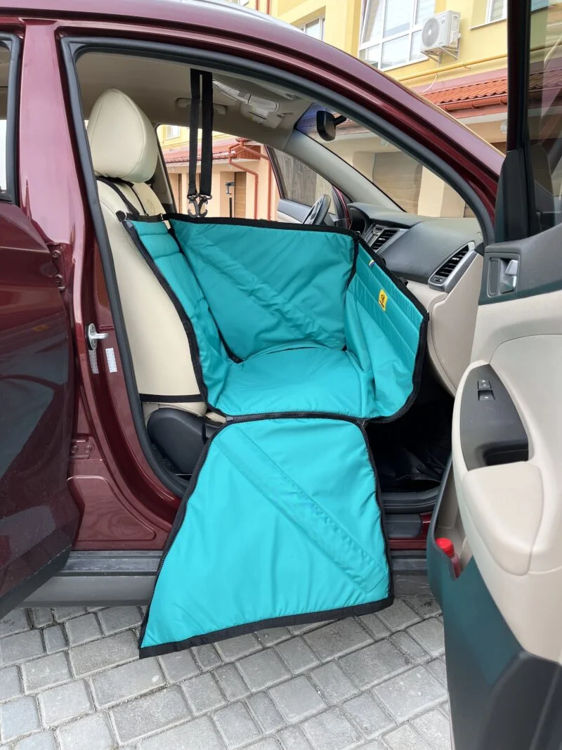 Автогамак на переднє сидіння, аквамарин + чорний - Зображення 8